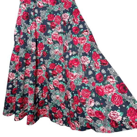 Torrid Retro Chic Midi Poplin Fit & Flare Dress Blue Floral Size 00 - Picture 7 of 11